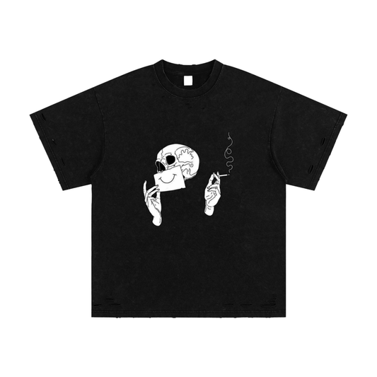Heavyweight Snow Washed Hand-Frayed T-Shirt